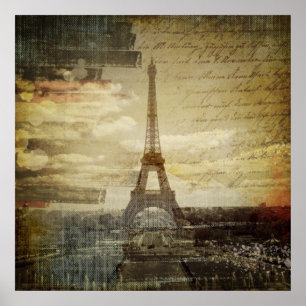 Póster O francês scripts a torre Eiffel moderna de Paris