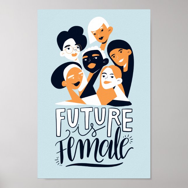 Poster O Futuro É Feminino | Citação Feminista Motivacion (Frente)