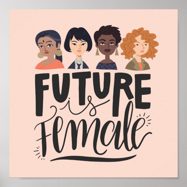 Poster O Futuro É Feminino | Citação Feminista Motivacion (Frente)