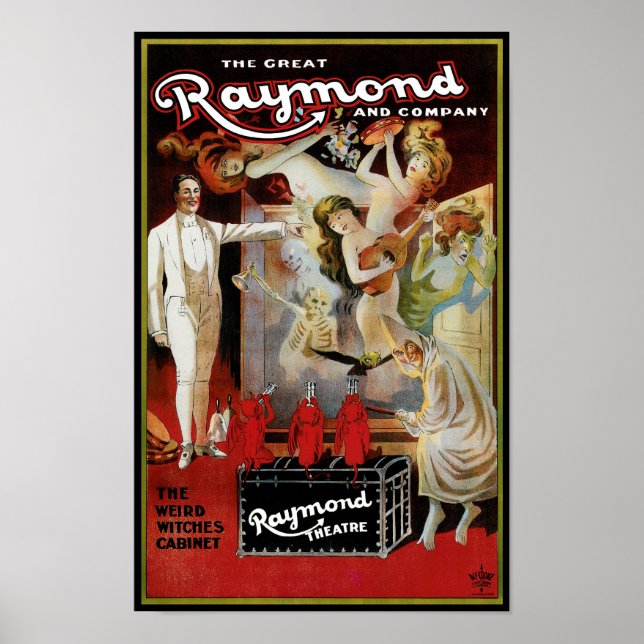 Póster O Gabinete das Bruxas Estranhas do Excelente Raymo (Frente)