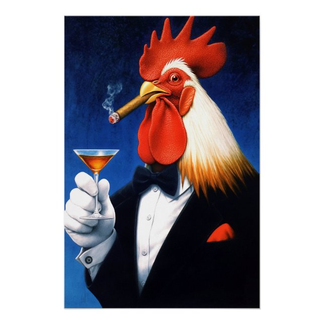 Póster O Galo Dapper | Engraçado Clube de Cavalheiros (Frente)