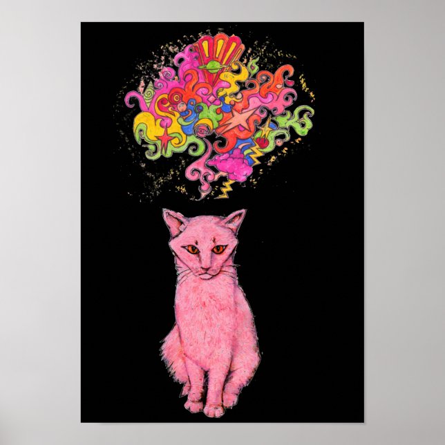 Poster O Gatinho rosa tem pensamentos psicodélicos (Frente)