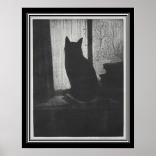 Póster "O gato" CA 1900 por CRW Nevinson