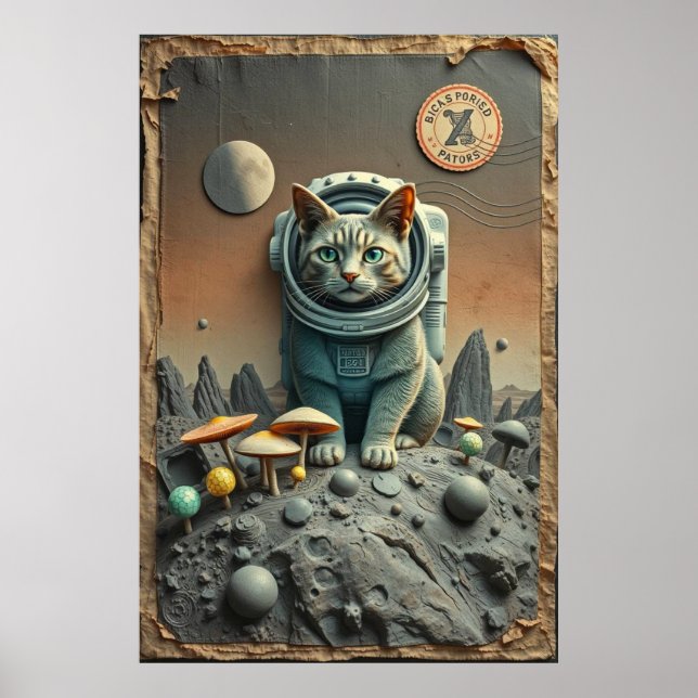 Poster O Gato do Espaço Sonha em uma Lua Disco (Frente)