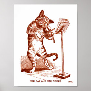 Poster O Gato e o Fiddle Vintage Desenhando cópia 1884