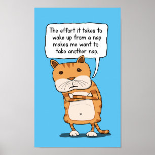 Poster O gato engraçado precisa a sesta após a sesta