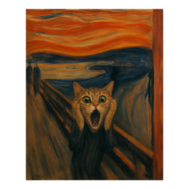 Póster O Gato Gritando Paródia Arte Clássica Divertida