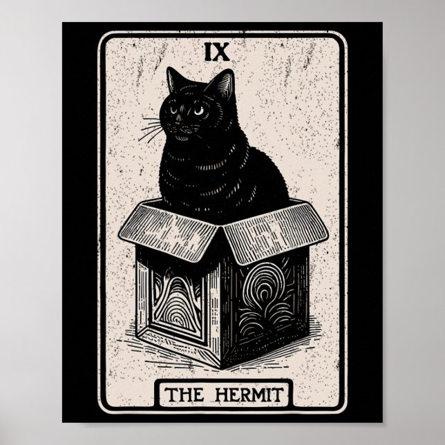 Poster O Gato Místico Do Cartão Tarot Hermit Na Caixa Eng (Frente)