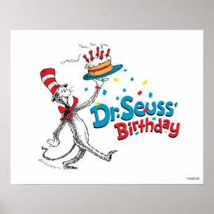 Poster O Gato no Chapéu Aniversário do Dr. Seuss