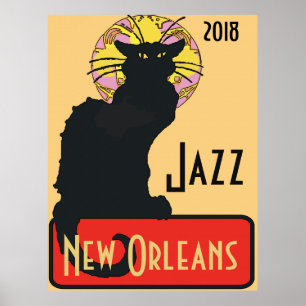 Póster O gato preto, jazz, edita o texto