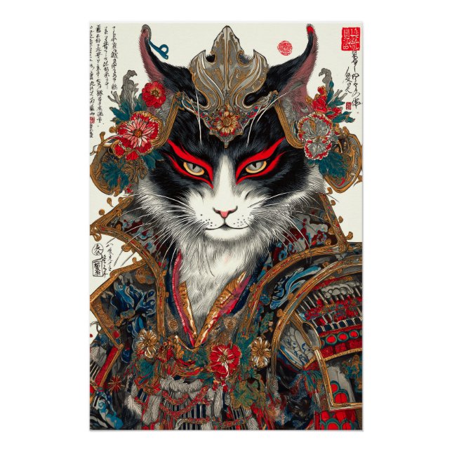 Póster O Gato Ronin | Ukiyo-e Samurai Warrior (Frente)