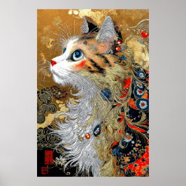 Poster O Gato Zen | Vintage Japonês Ukiyo-e