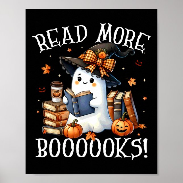 Poster O Ghost Lading Book Bonito Amantes Do Halloween Lê (Frente)