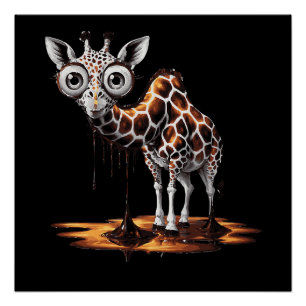 Póster O Girafa Derretendo Design de Arte Surreal Diverti