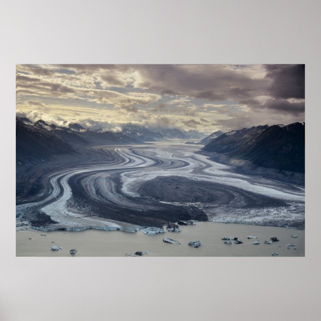 Póster O Glaciar de Lowell desagua no rio Alsek, em (Frente)