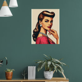Poster O glamour das mulheres da moda dos anos cinquenta,