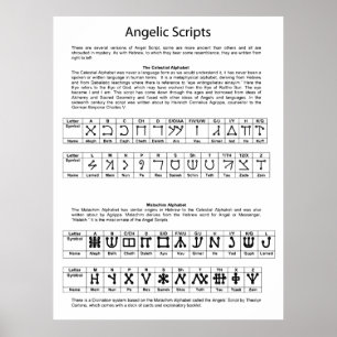 Póster O Gráfico de Script Angelic do Alfabeto Celestial