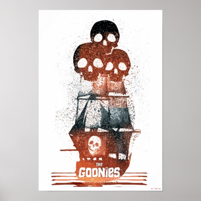 Poster O Gráfico Silhuette do Navio Pirata dos Goonies (Frente)