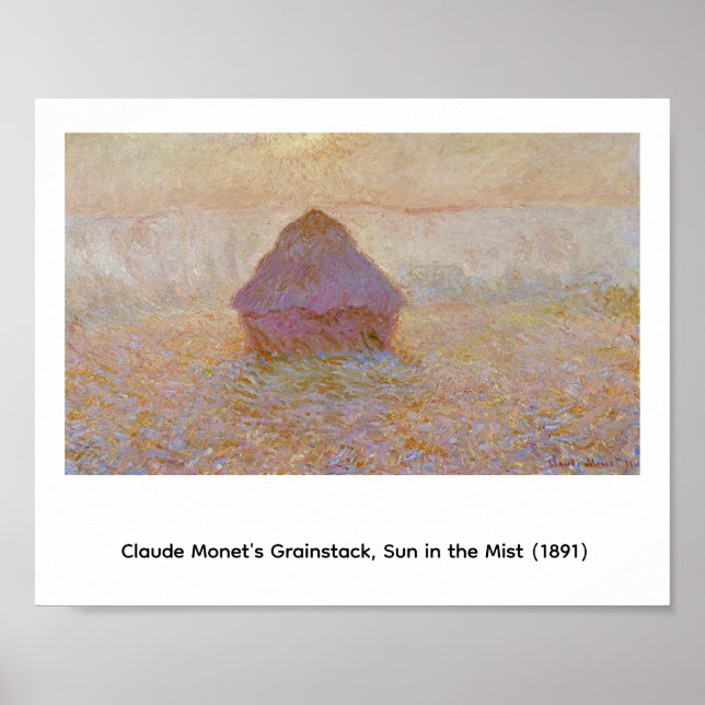 Poster O Grainstack de Claude Monet, Sol na Névoa (1891)  (Frente)