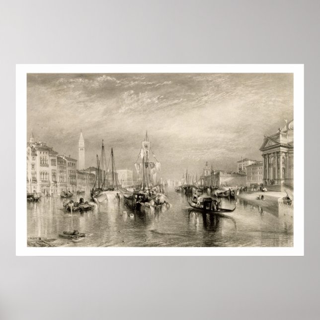 Poster O Grande Canal, Veneza, gravado por William Mille (Frente)