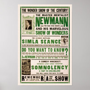 Poster O Grande Mentalista, 1930. Mágico Vintage
