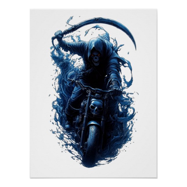 Póster O Grim Reaper Biker em uma Poster de motocicleta (Frente)
