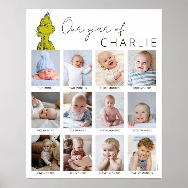 Poster O Grinch | Colagem de Fotos do Primeiro Ano do Beb (Frente)