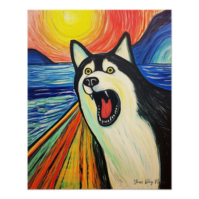 Póster O Gritar - Cachorro Husky Siberiano 003 - Almoço (Frente)