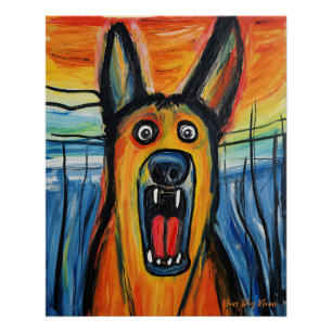 Póster O Gritar - German shepherd Cachorro 001 - Almoço