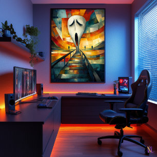 Poster O Grito - Cubista Minimalista Inspirado em Munch