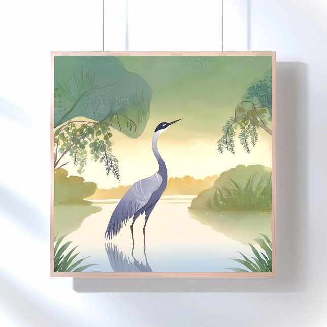 Poster O Grou | Aquarela Lindo Pássaro (Criador carregado)