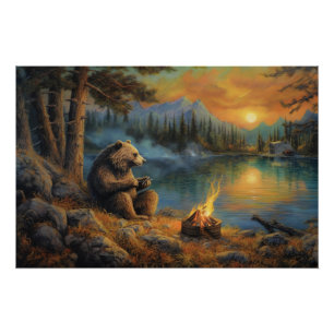 Póster O Guardião da Montanha Grizzly Bear Campfire