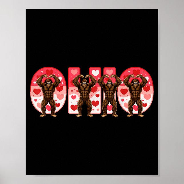 Poster O-h-i-o Funny Bigfoot Ohio In Midwestern Valentine (Frente)