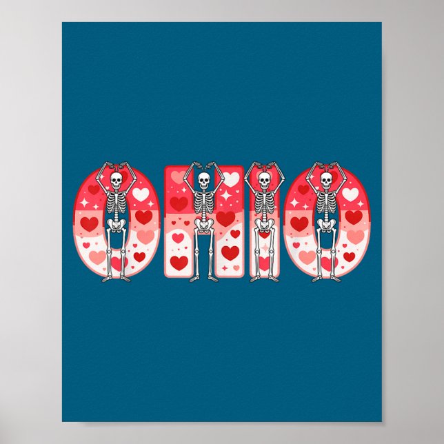 Poster O-h-i-o Funny Skeletons Ohio In Midwestern Valenti (Frente)