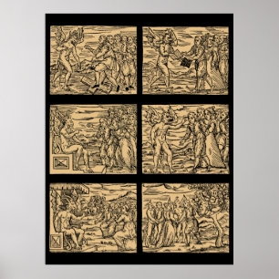 Poster O Hexaptych das bruxas após Guazzo 30x40