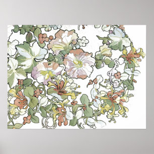 Poster O Hollyhock de Nouveau da arte de Mucha floresce o