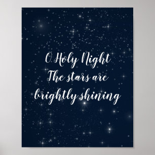 Poster O Holy Night Letra de Natal Elegante Feriado