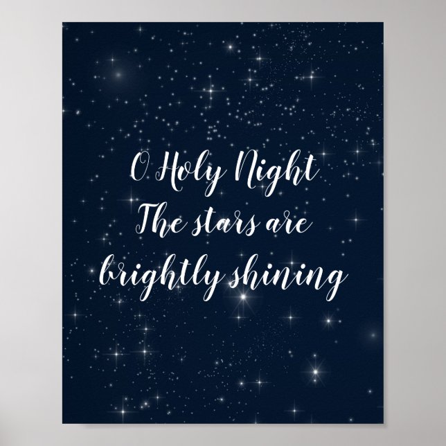 Poster O Holy Night Letra de Natal Elegante Feriado (Frente)