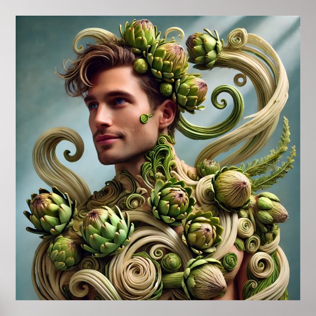 Poster O Homem Artichoque - Arte Moderna Inspirada em Veg (Frente)