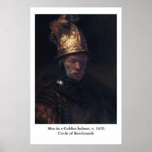 Póster O homem de Rembrandt em um capacete dourado