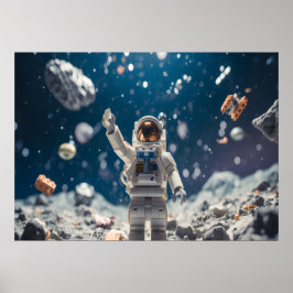 Poster O Homem Espacial na Parede do Espaço