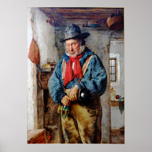 Póster O homem irlandês pôr o uísque na garrafa