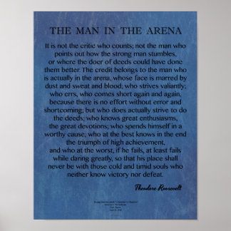 Póster O homem na arena cita Theodore Roosevelt