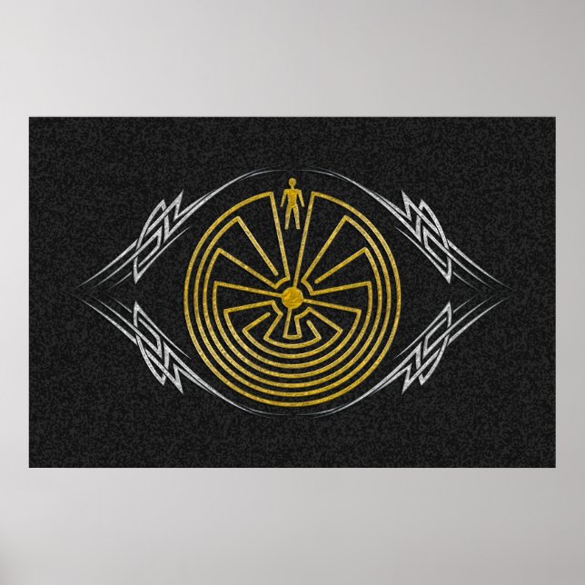 Póster O Homem no Maze - Ouro tribal prata (Frente)