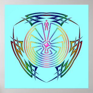 Poster O Homem no Maze - Tatuagem Tribal colorida