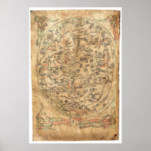 Poster O Imago Mundi Honorius Augustodunensi do mapa de