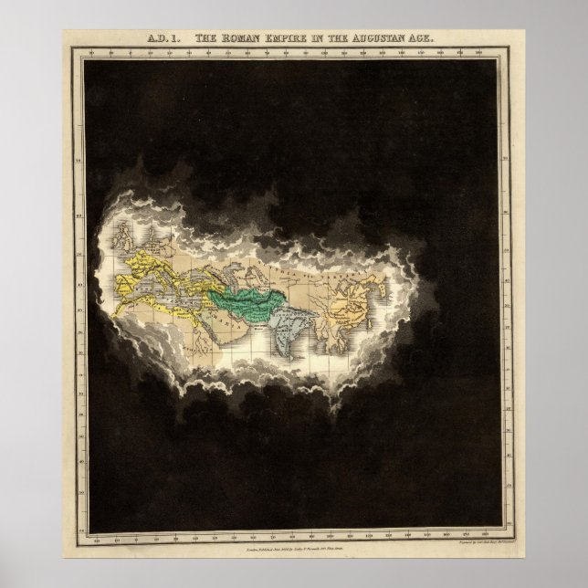 Poster O Império Romano na Idade de Augustão 1 AD (Frente)