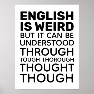 Poster O inglês é estranho Gramática engraçada