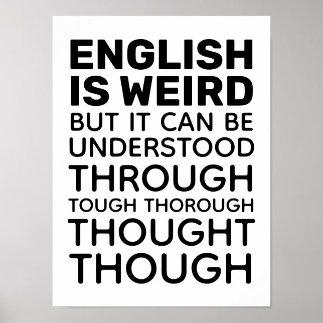 Poster O inglês é estranho Gramática engraçada (Frente)