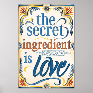 Poster O Ingrediente Secreto É Amor Cozinha Vintage